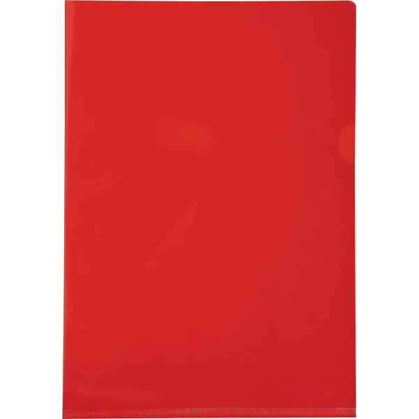 Boîte de 100 pochettes coins A4 lisse rouge plastique Exacompta