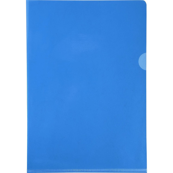 Boîte de 100 pochettes coins A4 lisse bleu plastique Exacompta