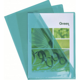 Boîte de 100 pochettes coins A4 lisse vert plastique Exacompta