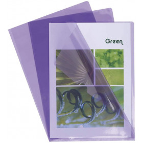 Boîte de 100 pochettes coins A4 lisse violet plastique Exacompta