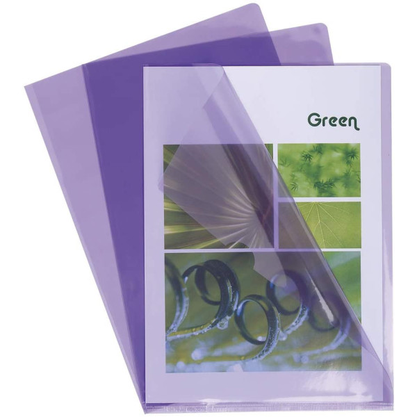 Boîte de 100 pochettes coins A4 lisse violet plastique Exacompta