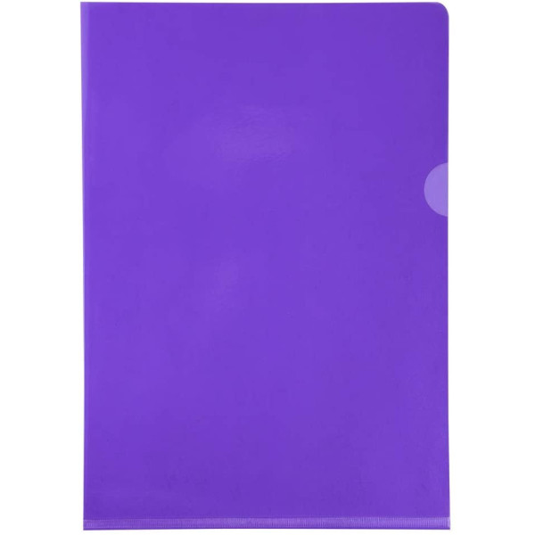 Boîte de 100 pochettes coins A4 lisse violet plastique Exacompta