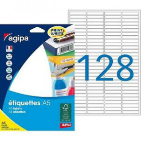 2 048étiquettes blanches 6X33,5Mm 128 étiquettes par planche A5 Agipa 114089 | Artmania