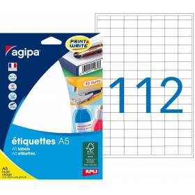 1792 étiquettes blanches 12X18,3Mm 112 étiquettes par planche A5 Apli 114006 | Artmania