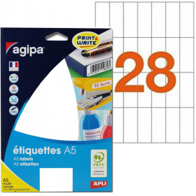 448 Étiquettes 20X50Mm 28 Étiquettes Par Planches A5 Agipa 100309 | Artmania