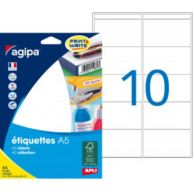 160 étiquettes blanches 38,5X65Mm 10 étiquettes par planches A5 Agipa 114019 | Artmania