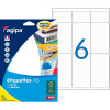 96 étiquettes blanches 80X45Mm 6 étiquettes par planche A5 Agipa 114022 | Artmania