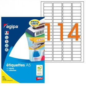 1 824 étiquettes blanches 10x22mm 144 étiquettes par planche A5 Apli 114018 | Artmania