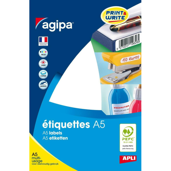 1 824 étiquettes blanches 10x22mm 144 étiquettes par planche A5 Apli 114018