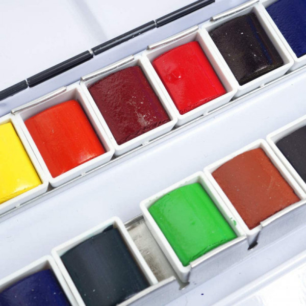 Boîte peinture Aquarelle Extra-Fine Sennelier 24 demi-godets avec pinceau et estompe