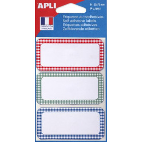 9 étiquettes adhésives pour pot de confiture bleu rouge vert 34 x 75 mm Apli