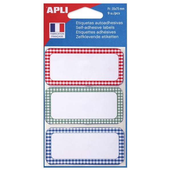 9 étiquettes adhésives pour pot de confiture bleu rouge vert 34 x 75 mm Apli