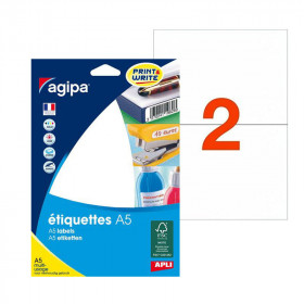 32 étiquettes blanches 105x148mm 2 étiquettes par planche A5 - Apli 114008