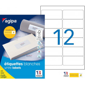 1200 Étiquettes Mon timbre en ligne blanche A4 99,1 x 42,3 mm Agipa