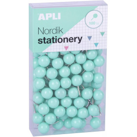 Boîte de 100 punaises rondes couleurs pastel Nordik Apli