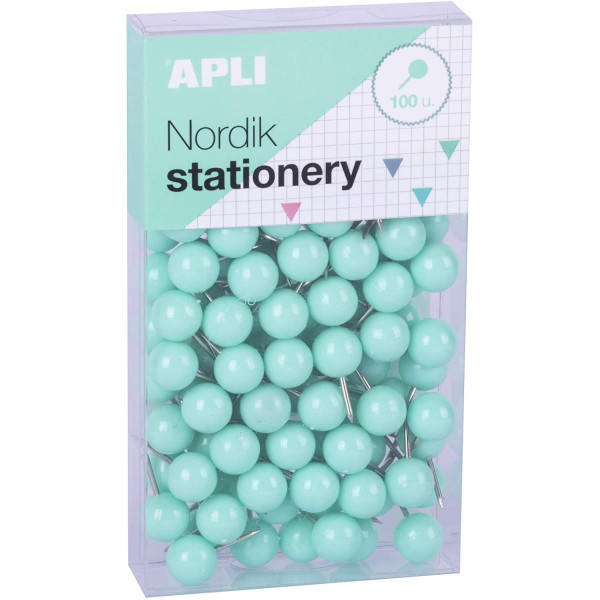 Boîte de 100 punaises rondes couleurs pastel Nordik Apli