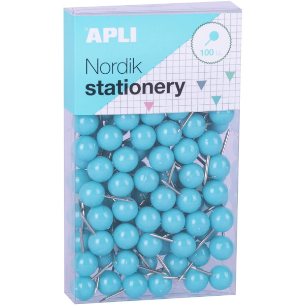 Boîte de 100 punaises rondes couleurs pastel Nordik Apli
