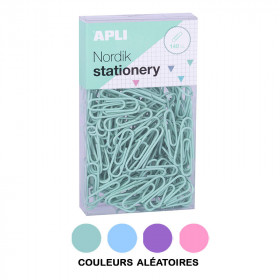 Boîte de 140 trombones en métal couleurs pastel Nordik Apli