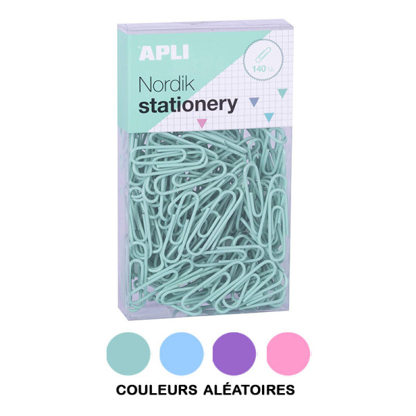 Boîte de 140 trombones en métal couleurs pastel Nordik Apli