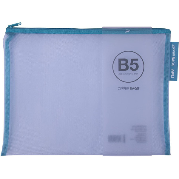 Pochette protège document en nylon B5 290x223mm assortiment couleur Apli Zipper Bags