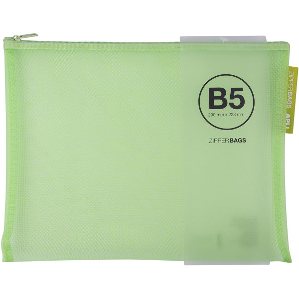 Pochette protège document en nylon B5 290x223mm assortiment couleur Apli Zipper Bags