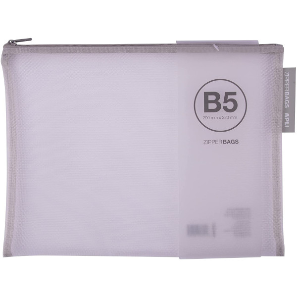 Pochette protège document en nylon B5 290x223mm assortiment couleur Apli Zipper Bags