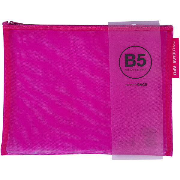 Pochette protège document en nylon B5 290x223mm assortiment couleur Apli Zipper Bags