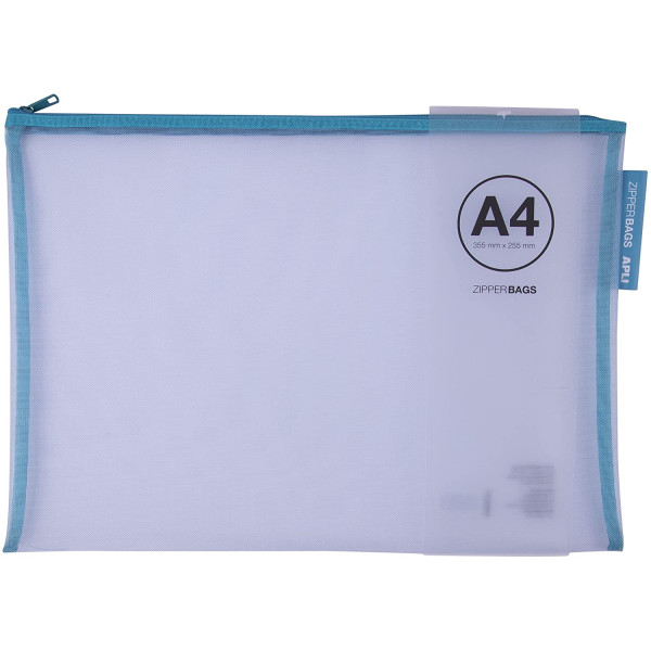Pochette protège document en nylon A4 assortiment couleur Apli Zipper Bags
