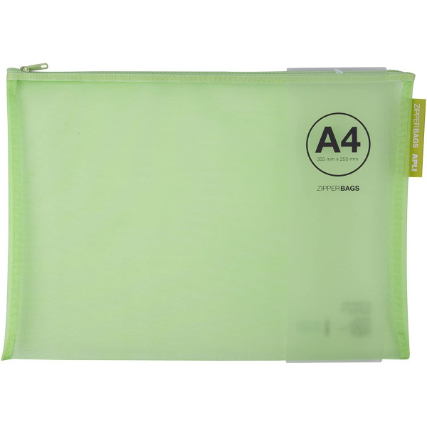 Pochette protège document en nylon A4 assortiment couleur Apli Zipper Bags