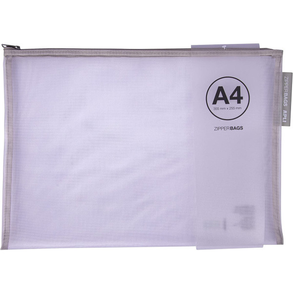 Pochette protège document en nylon A4 assortiment couleur Apli Zipper Bags