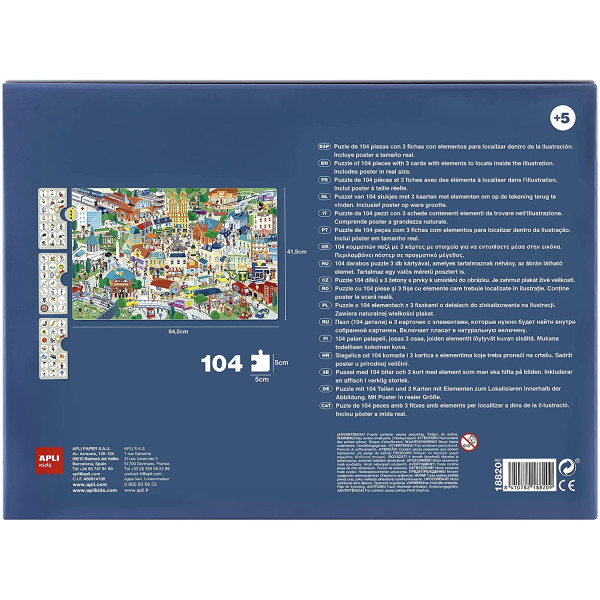 Puzzle - Enfant - 104 pièces - Thème ville  - Apli Kids