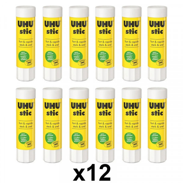 Lot de 12 bâtons de colle blanche UHU 8,2G