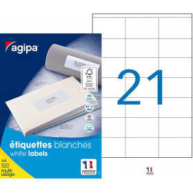 2100 Étiquettes Blanches - A4 - 70x42mm - Multi-Usage - Agipa 119009