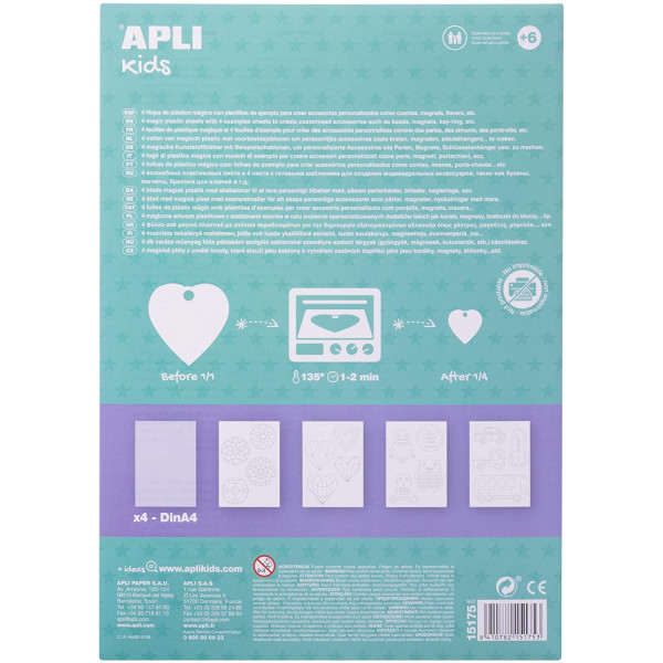 Feuilles de plastique magique transparent A4 4 feuilles Apli Kids