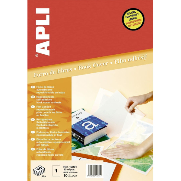 photo-10 feuilles de couvre-livres repositionnables – Format  A3+ – Épaisseur 50 μ