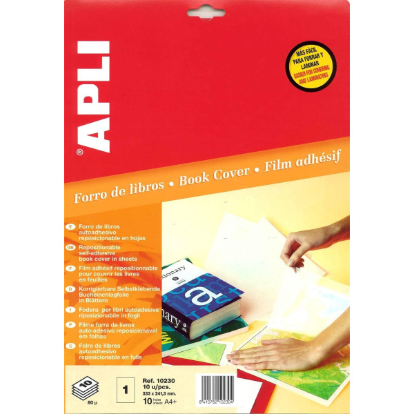 photo-10 feuilles de couvre-livres repositionnables – Format  A4+ 241,3x333 mm – Épaisseur 50 μ