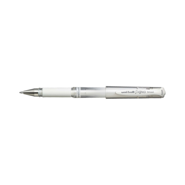 Stylo roller Uni-Ball Signo Broad Blanc métallisé