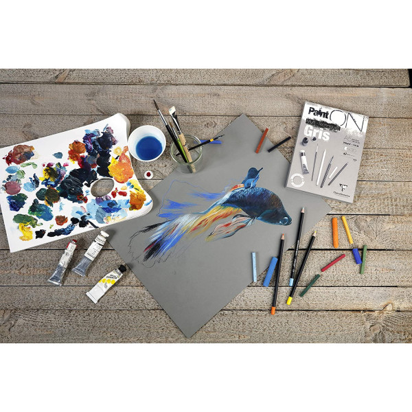 Carnet Paint On Mixed Media A5 - 64 Pages - 250G - Gris - Clairefontaine