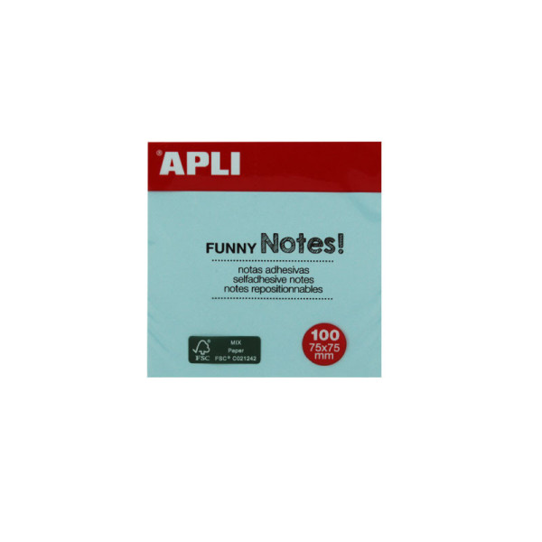 Bloc-Notes Adhesif 100F 75X75 Bleu pastel - Apli 19085 | Artmania