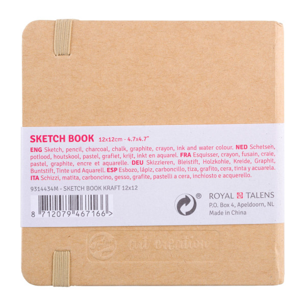 Carnet Croquis 12x12 cm - 80 feuilles - 140g - kraft beige - Royal Talens
