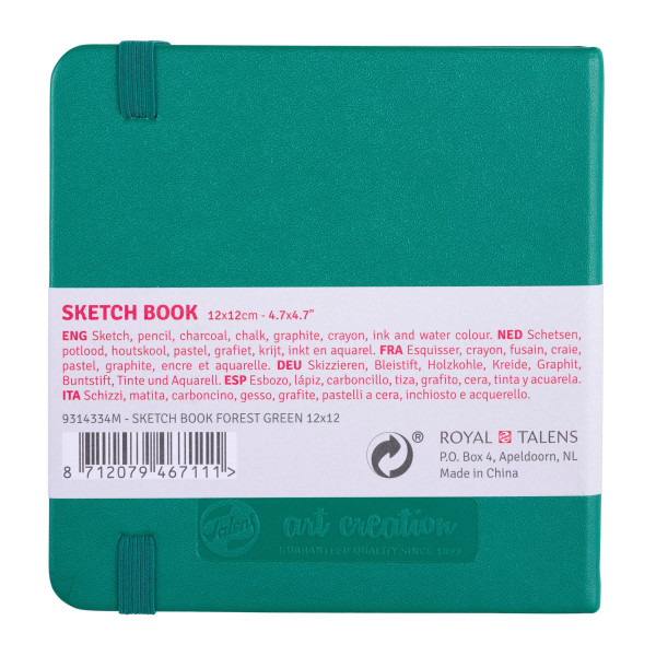 Carnet Croquis 12x12 cm - 80 feuilles - 140g - vert forêt - Royal Talens