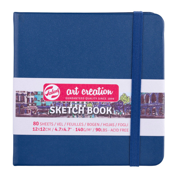 Carnet Croquis 12x12 cm - 80 feuilles - 140g - bleu marine - Royal Talens