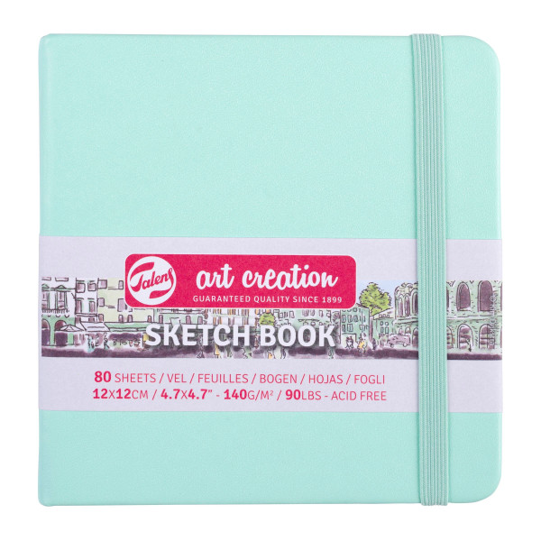 Carnet Croquis 12x12 cm - 80 feuilles - 140g - vert menthe - Royal Talens