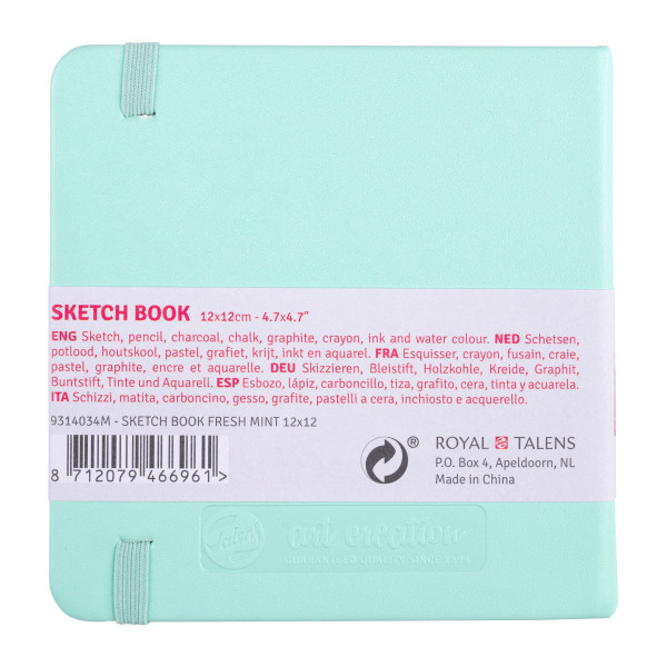 Carnet Croquis 12x12 cm - 80 feuilles - 140g - vert menthe - Royal Talens