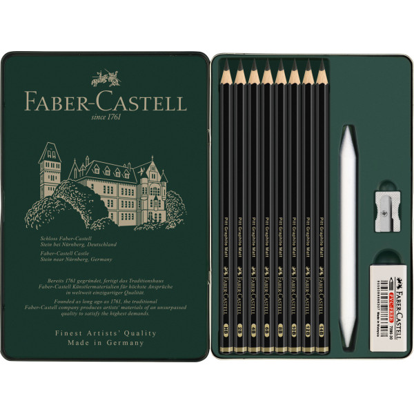 Boîte de 11 crayons graphite Pitt Graphite Matt Faber-Castell