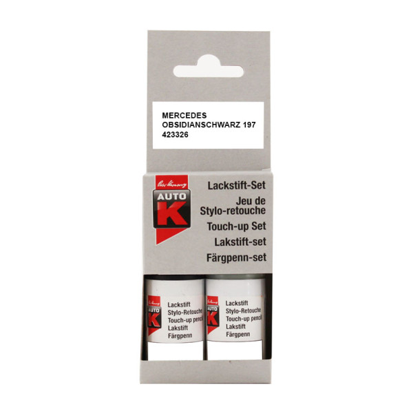 photo - Stylo de retouche et vernis pour carrosserie - Mercedes - 197 Obsidianschwarz - Auto K