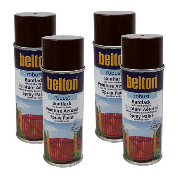 4 bombes de peinture Belton Robust RAL 8017 Chocolat 400ml