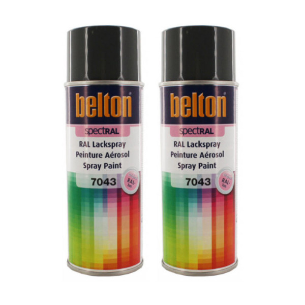 photo-2 bombes de peinture Belton Spectral RAL7043 gris signalisation 400ml