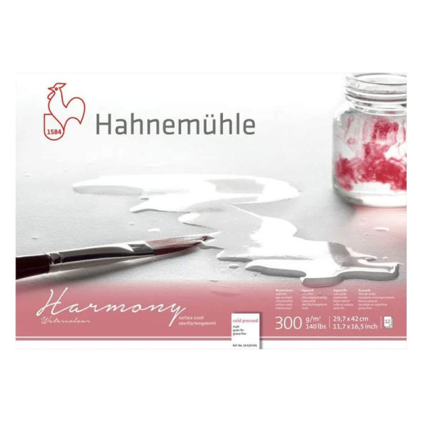 Bloc aquarelle Harmony 300g/m2 12feuilles grain fin A3 - Hahnemühle | Artmania