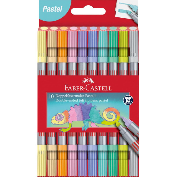 photo - Feutres - Double pointe - 10 couleurs pastel - Coloriage - Enfant/Adulte - Faber-castell